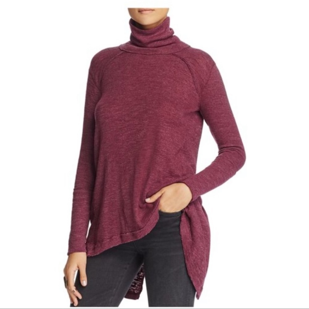 Free People split back turtleneck in Plum - size small